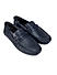 Navy Textured Leather Panel Moccasins